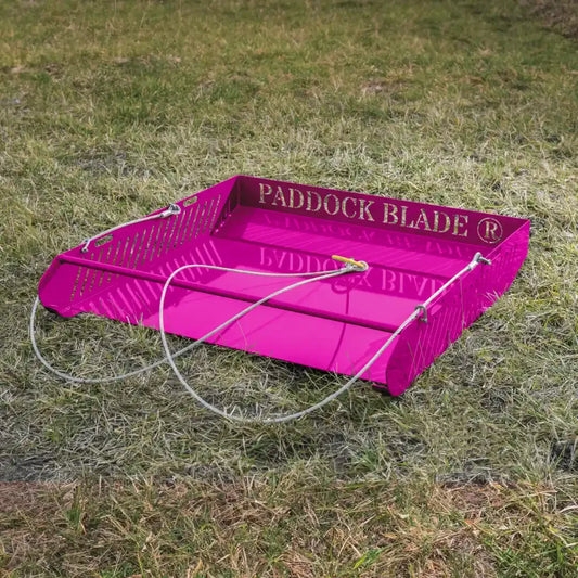 Pink Paddock Blade horse paddock cleaner by Paddock Blade Australia, designed for efficient paddock maintenance.