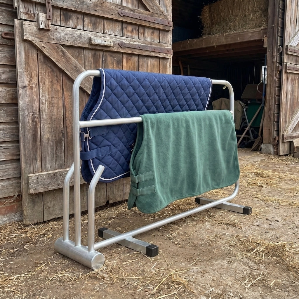 Stainless steel heated horse rug and boot dryer by Paddock Blade, British-made, with 1 bar for drying horse rugs and boots.