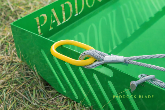 Green Paddock Blade horse paddock cleaner by Paddock Blade Australia, designed for efficient paddock maintenance.