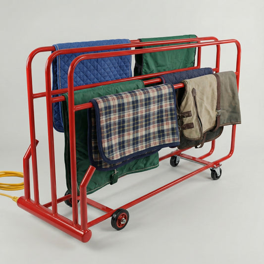 Heated horse rug and boot dryer from Paddock Blade, featuring a 3-bar design for efficient drying.