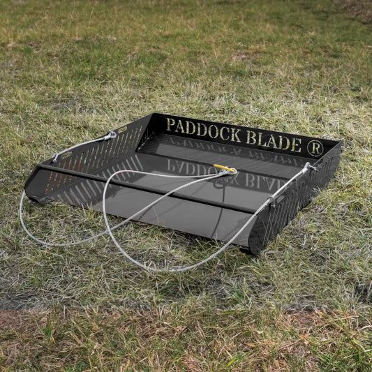 Paddock Blade Magnum black horse paddock cleaner with ergonomic handle and sturdy design, ideal for efficient cleaning.