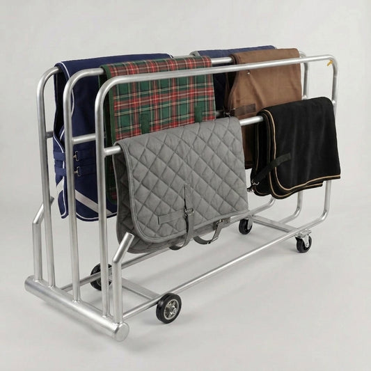 Stainless steel Paddock Blade heated horse rug and boot dryer with 3 bars, British-made, drying horse rugs and footwear effectively