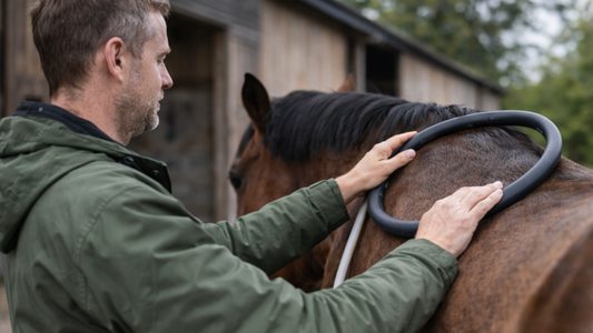Paddock Blade Advanced PMEF Equine Therapy device for electromagnetic therapy in horses, showcasing sleek design and features.