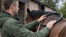 Man using Paddock Pulse Pro Pulse loop on horse back