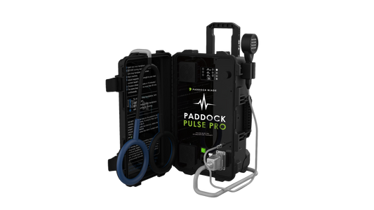 Paddock Pulse Pro electromagnetic therapy device for equines, featuring a sleek design and advanced PMEF technology.