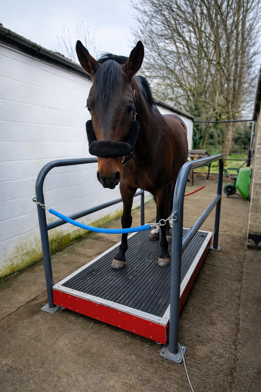 Paddock Power Plate horse therapy vibration table by Paddock Blade UK, showing a sturdy British-made horse therapy device.