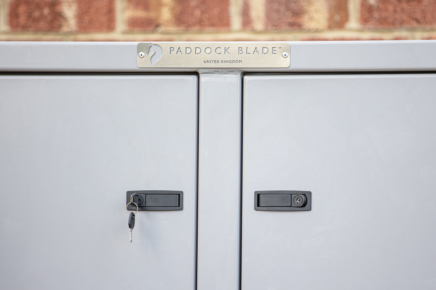 Large Paddock Blade aluminium tack locker with sleek design and spacious interior, ideal for equestrian storage.