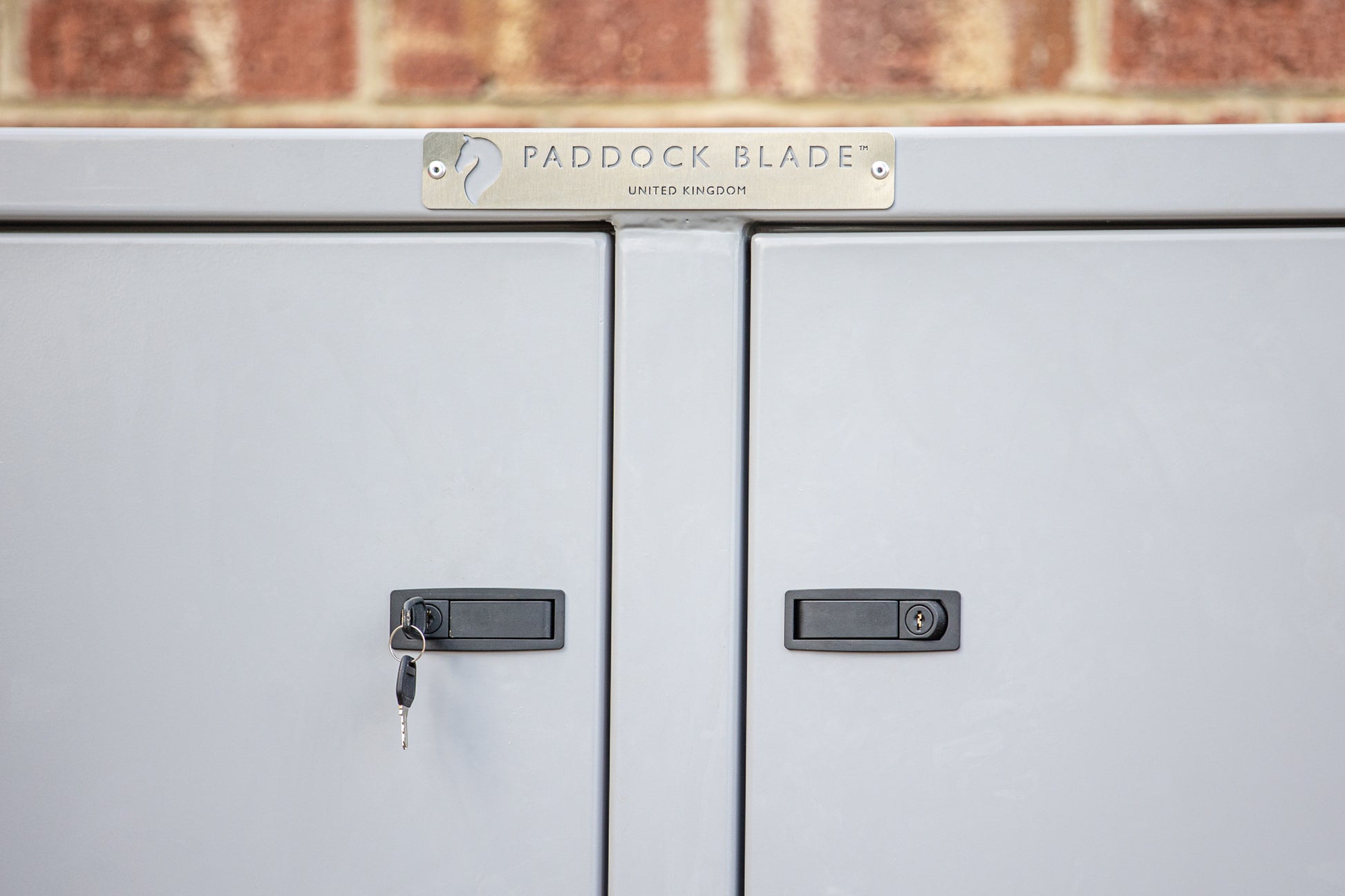 Large Paddock Blade aluminium tack locker with sleek design and spacious interior, ideal for equestrian storage.