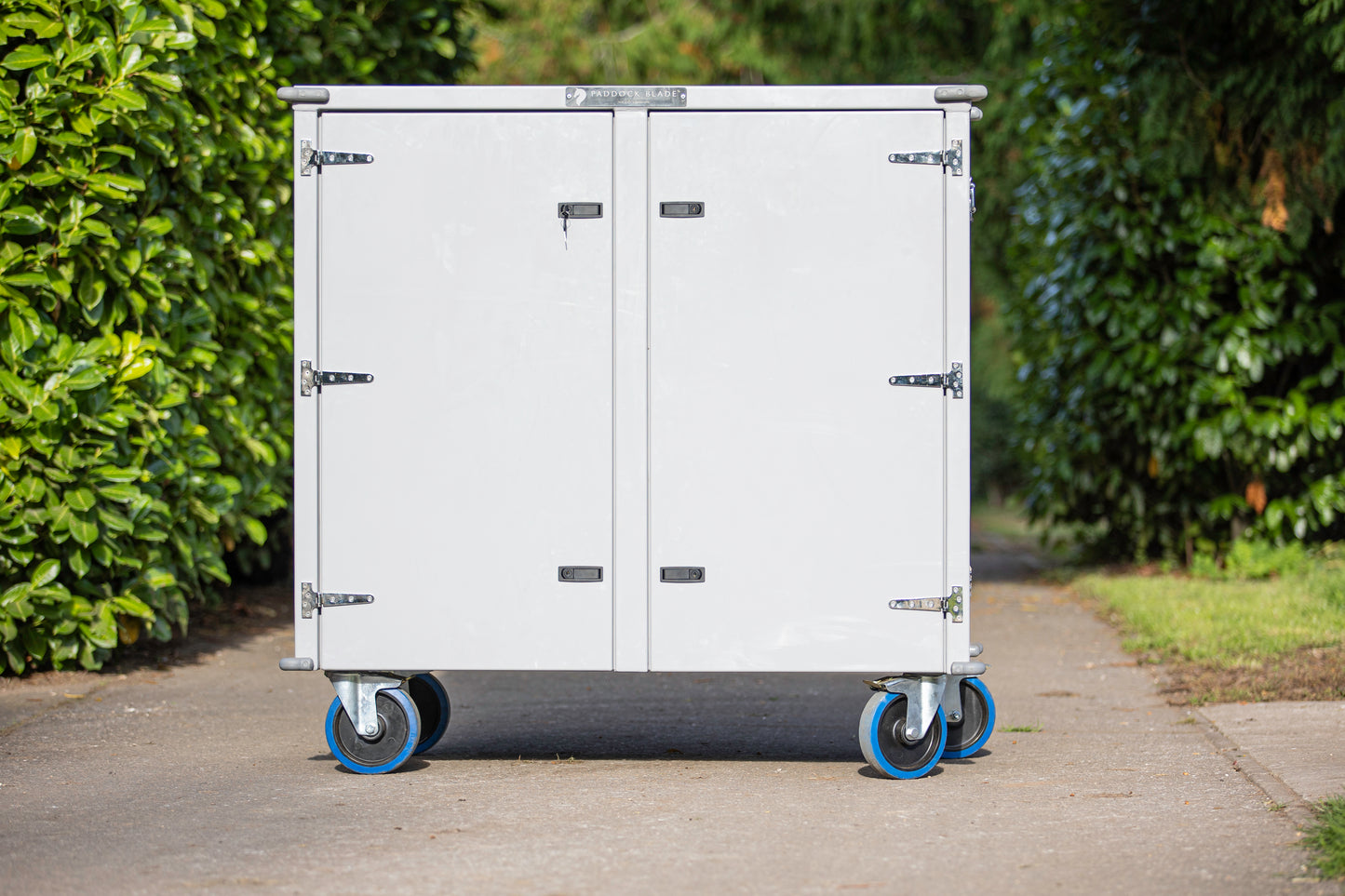 Large Paddock Blade Deluxe Aluminium Tack Locker showcasing a sleek design and sturdy construction, made in the UK.
