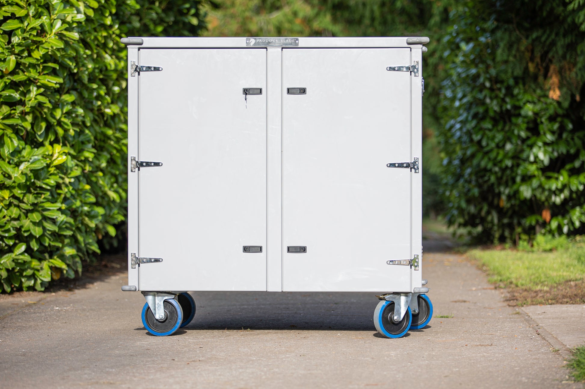 Large Paddock Blade Deluxe Aluminium Tack Locker showcasing a sleek design and sturdy construction, made in the UK.