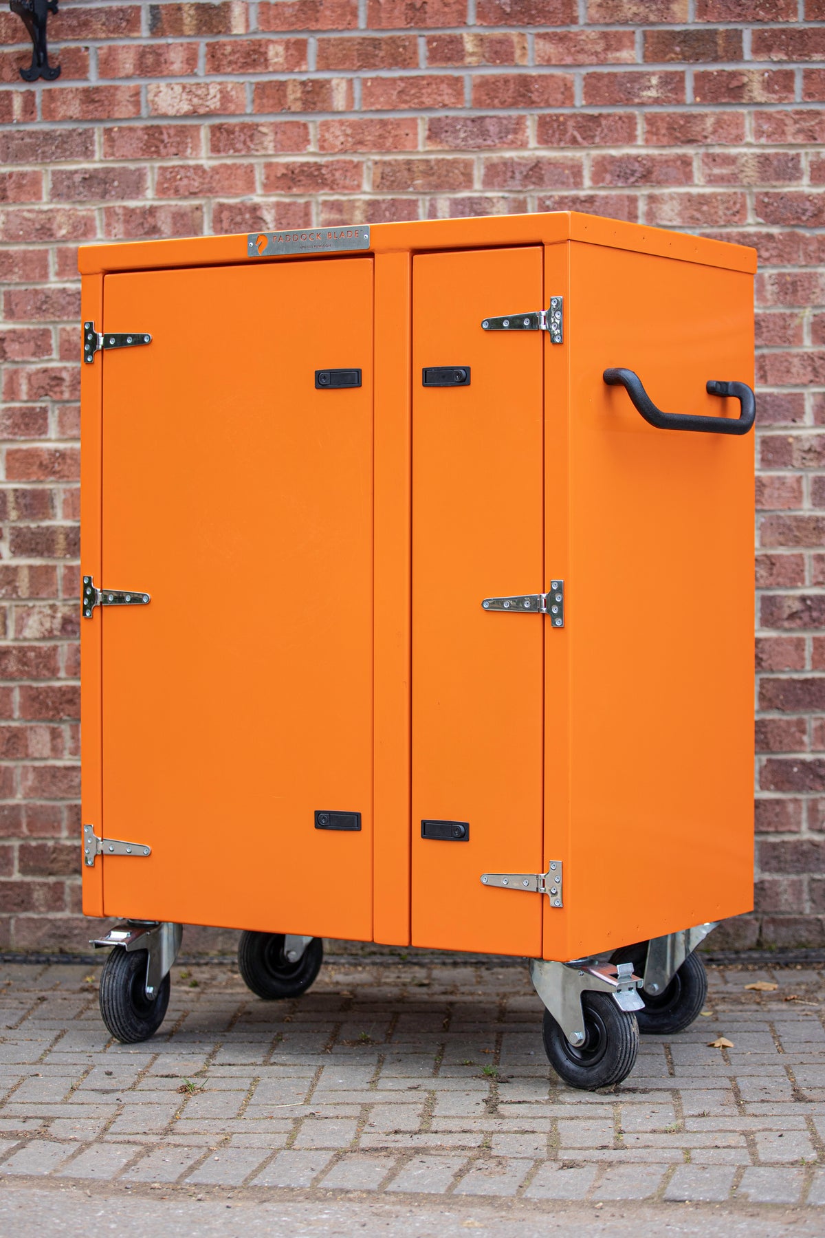 Medium Paddock Blade Deluxe Aluminium Tack Locker by Paddock Blade UK, showing secure compartments for equestrian tack storage.